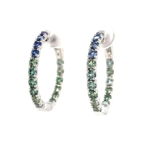 Montana Sapphire Inside Out Large Hoop Earrings Image 5 Geralds Jewelry Oak Harbor, WA