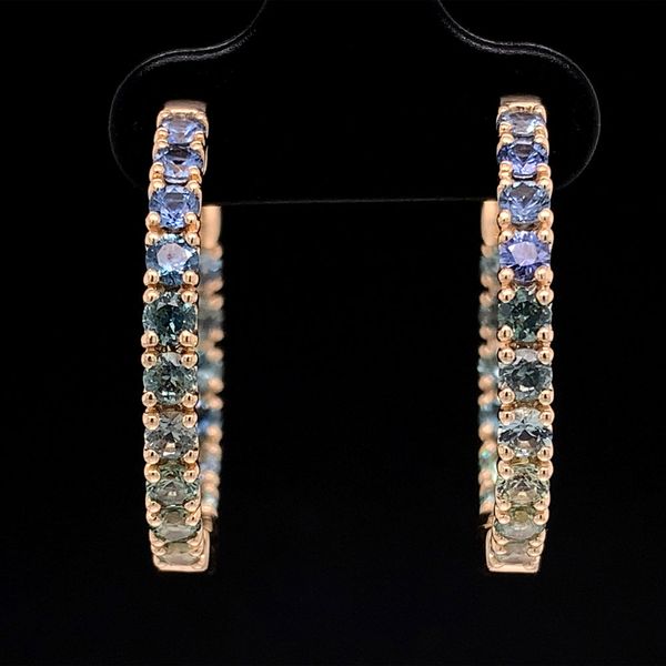 Yogo and Montana Sapphire Inside Out Large Hoop Earrings Geralds Jewelry Oak Harbor, WA