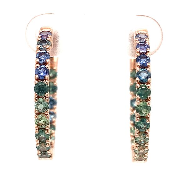 Yogo and Montana Sapphire Inside Out Large Hoop Earrings Image 4 Geralds Jewelry Oak Harbor, WA