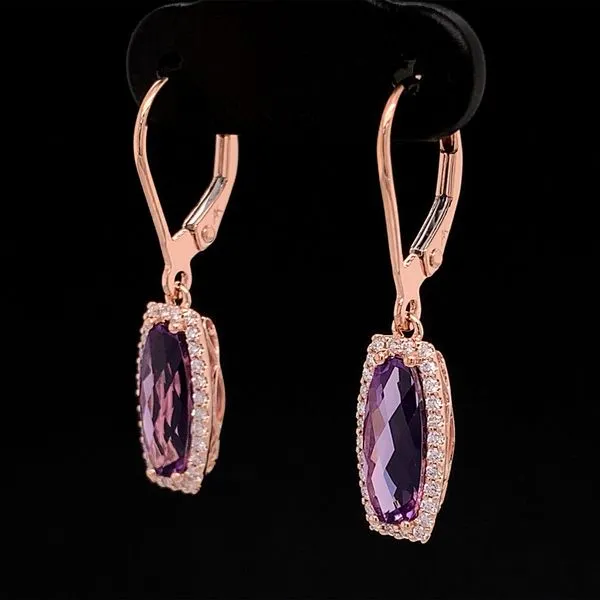Rose Gold Amethyst And Diamond Earrings Image 2 Geralds Jewelry Oak Harbor, WA