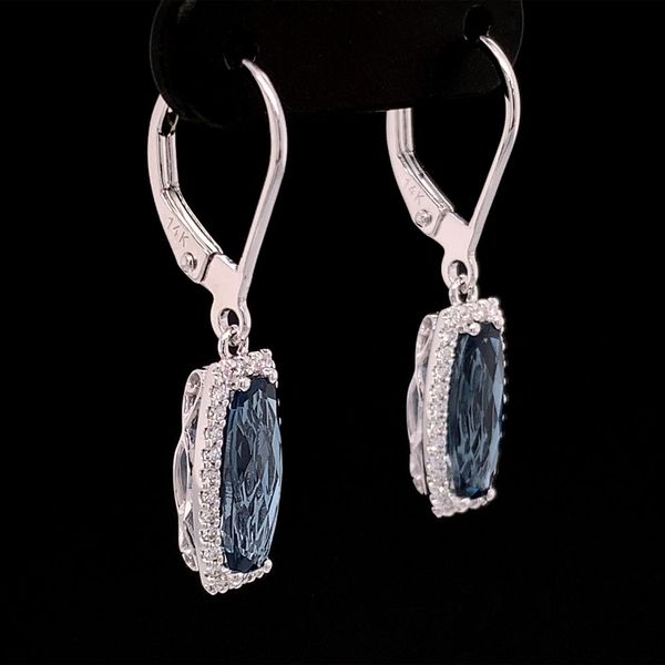 White Gold London Blue Topaz And Diamond Earrings Image 3 Geralds Jewelry Oak Harbor, WA