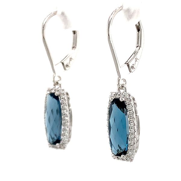 White Gold London Blue Topaz And Diamond Earrings Image 5 Geralds Jewelry Oak Harbor, WA