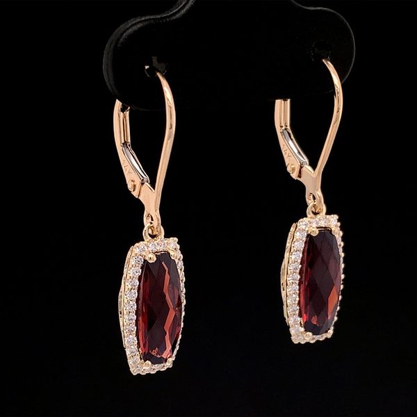 Yellow Gold Garnet And Diamond Earrings Image 2 Geralds Jewelry Oak Harbor, WA