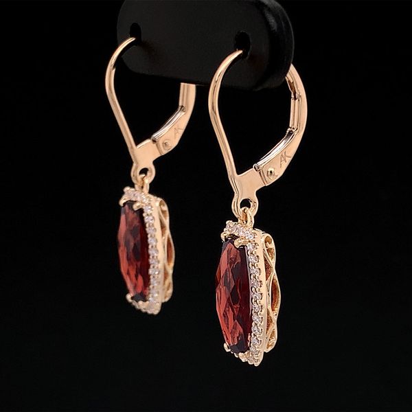 Yellow Gold Garnet And Diamond Earrings Image 3 Geralds Jewelry Oak Harbor, WA