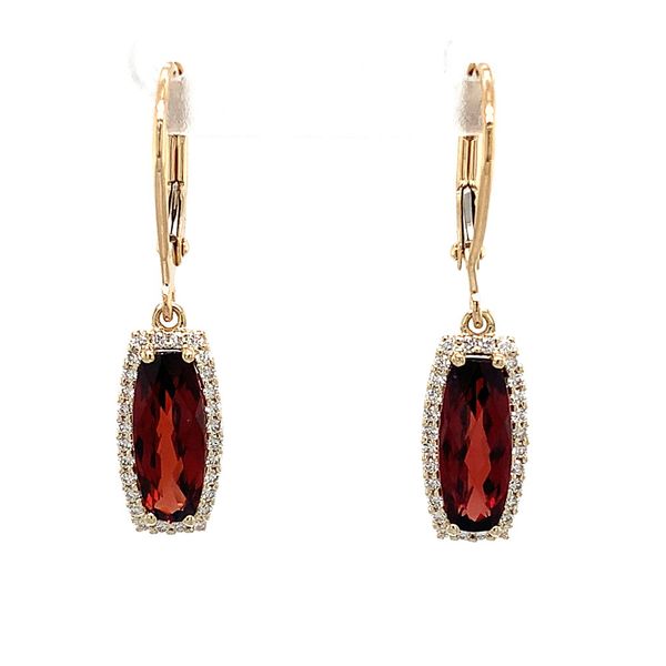Yellow Gold Garnet And Diamond Earrings Image 4 Geralds Jewelry Oak Harbor, WA