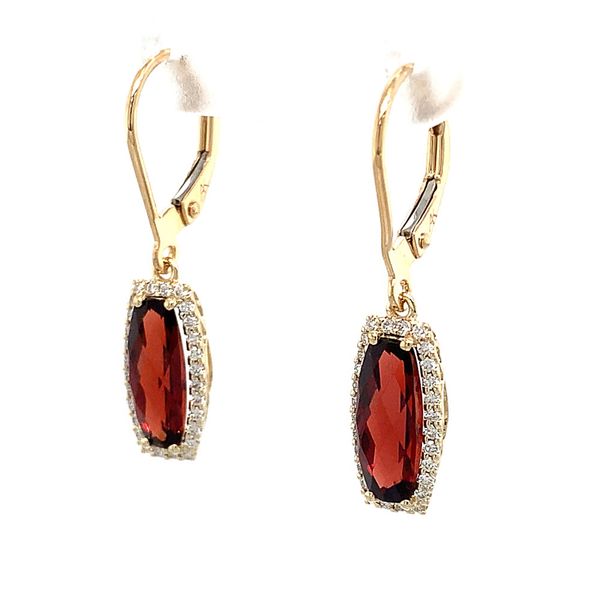 Yellow Gold Garnet And Diamond Earrings Image 5 Geralds Jewelry Oak Harbor, WA