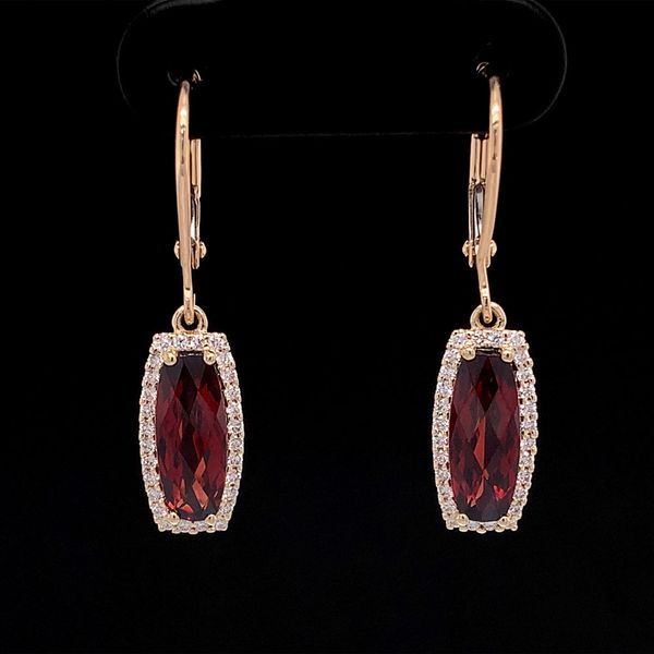 Yellow Gold Garnet And Diamond Earrings Geralds Jewelry Oak Harbor, WA