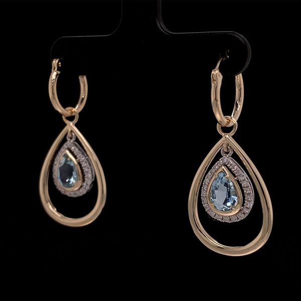 Aquamarine and Diamond Dangle Earrings Image 2 Geralds Jewelry Oak Harbor, WA