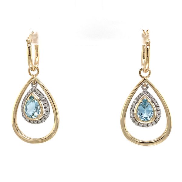 Aquamarine and Diamond Dangle Earrings Image 4 Geralds Jewelry Oak Harbor, WA