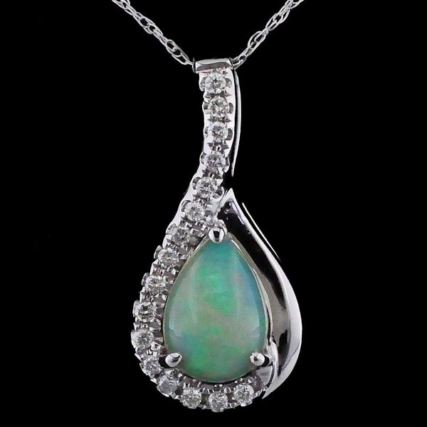 Ethiopian Opal and Diamond Pendant Geralds Jewelry Oak Harbor, WA