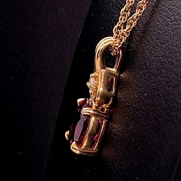 Oval Cut Natural Rhodolite Garnet And Diamond Pendant Image 2 Geralds Jewelry Oak Harbor, WA