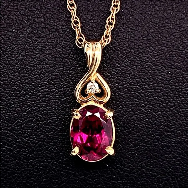 Oval Cut Natural Rhodolite Garnet And Diamond Pendant Geralds Jewelry Oak Harbor, WA