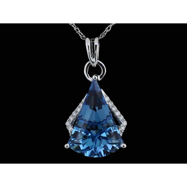 Swiss Blue Topaz and Diamond Pendant Geralds Jewelry Oak Harbor, WA