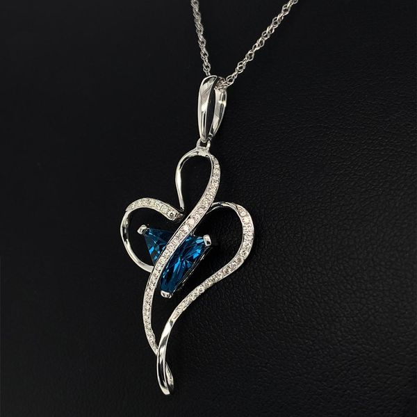 London Blue Topaz and Diamond Pendant Image 2 Geralds Jewelry Oak Harbor, WA