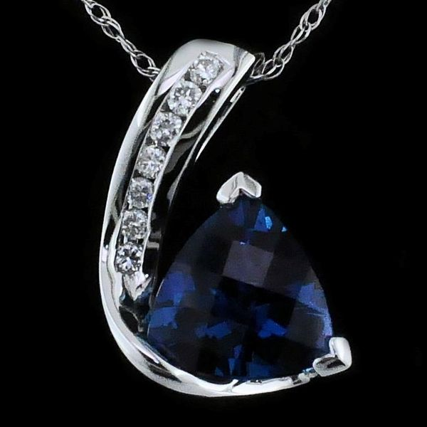 London Blue Topaz and Diamond Pendant Geralds Jewelry Oak Harbor, WA