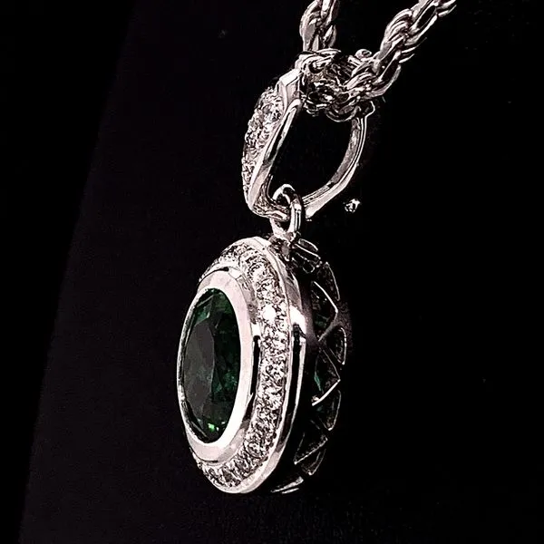 2.61Ct Oval Cut Natural Green Tourmaline and Diamond Pendant Image 2 Geralds Jewelry Oak Harbor, WA