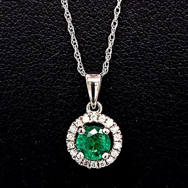 Emerald And Diamond Halo Style Pendant Geralds Jewelry Oak Harbor, WA