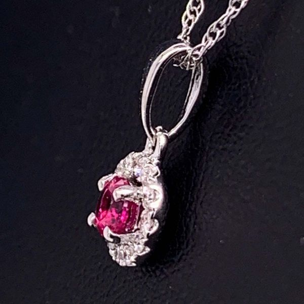 .165Ct Ruby And Diamond Halo Style Pendant Image 2 Geralds Jewelry Oak Harbor, WA