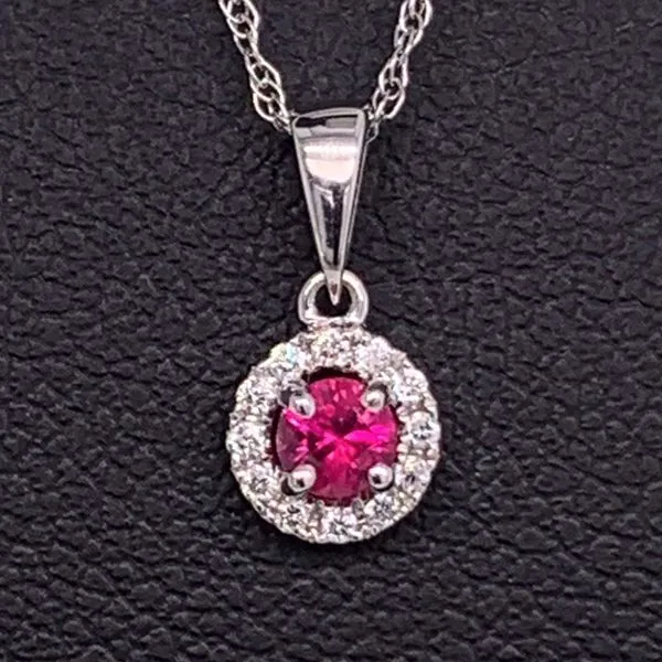 .165Ct Ruby And Diamond Halo Style Pendant Geralds Jewelry Oak Harbor, WA
