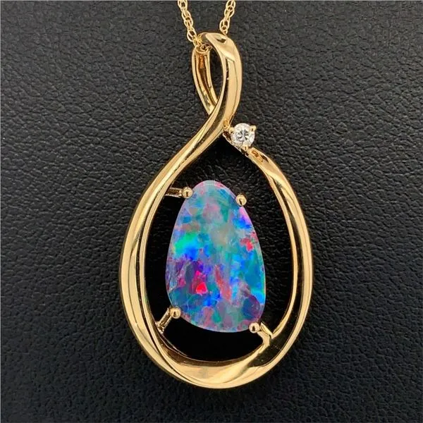 Australian Opal and Diamond Pendant Geralds Jewelry Oak Harbor, WA