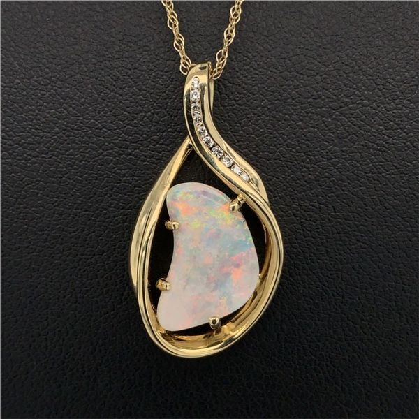Australian Opal And Diamond Freeform Pendant Geralds Jewelry Oak Harbor, WA
