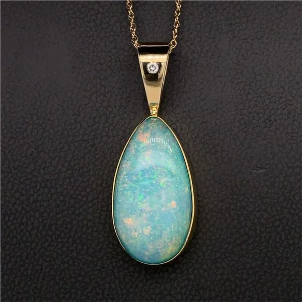 Ethiopian Opal and Diamond Pendant Geralds Jewelry Oak Harbor, WA