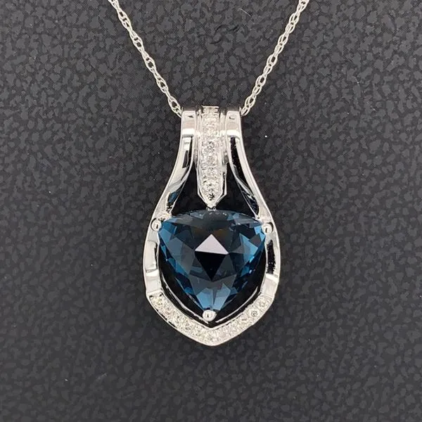 London Blue Topaz and Diamond Pendant Geralds Jewelry Oak Harbor, WA