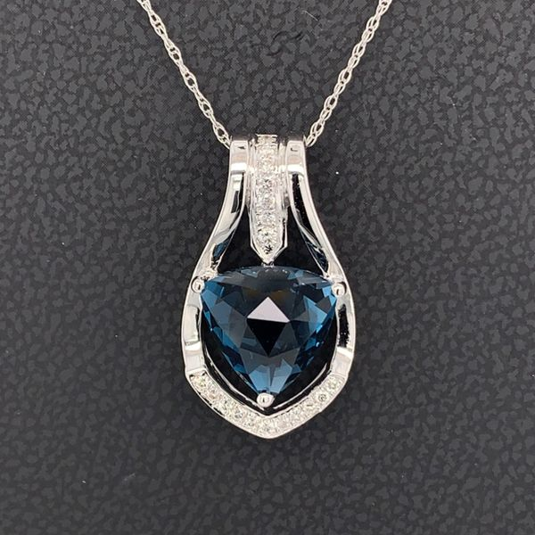 London Blue Topaz and Diamond Pendant Geralds Jewelry Oak Harbor, WA