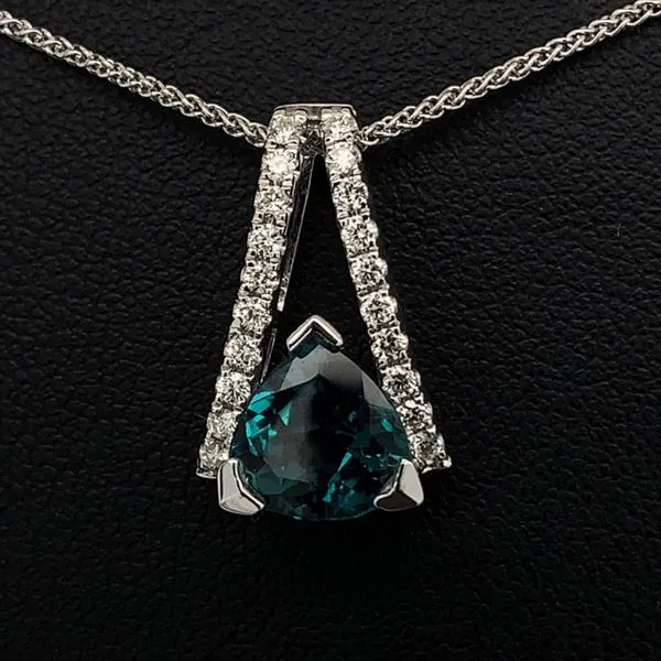 Indicolite Tourmaline and Diamond Pendant Geralds Jewelry Oak Harbor, WA