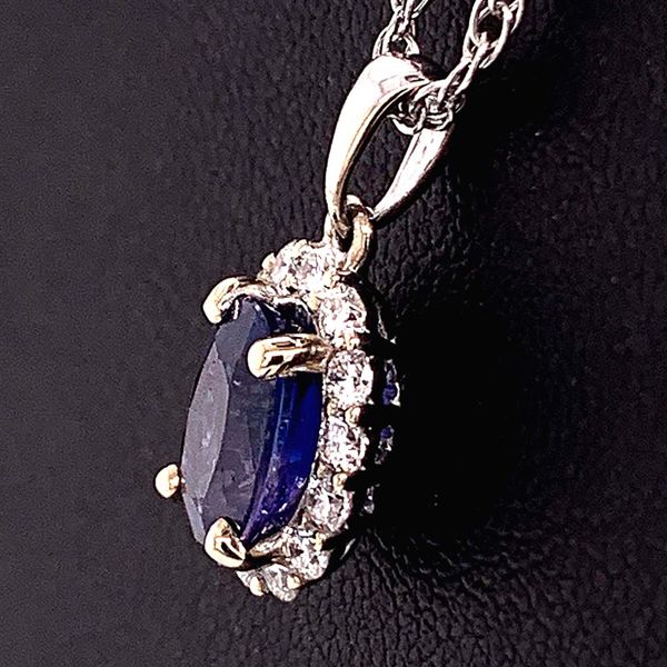 1.01C Natural Heat Treated Color Change Sapphire And Diamond Halo Pendant Image 2 Geralds Jewelry Oak Harbor, WA