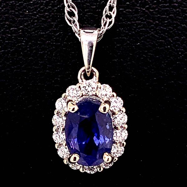 1.01C Natural Heat Treated Color Change Sapphire And Diamond Halo Pendant Geralds Jewelry Oak Harbor, WA