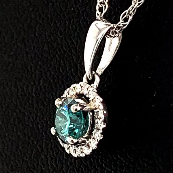 Blue/Green And White Diamond Halo Style Pendant Image 2 Geralds Jewelry Oak Harbor, WA