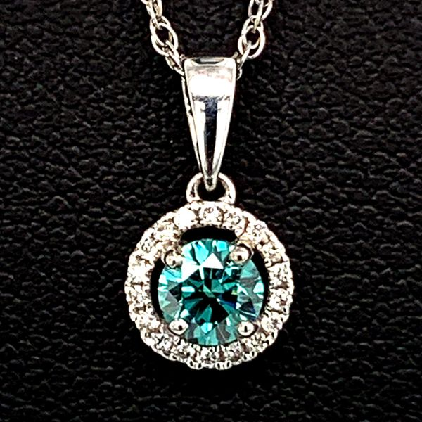 Blue/Green And White Diamond Halo Style Pendant Geralds Jewelry Oak Harbor, WA