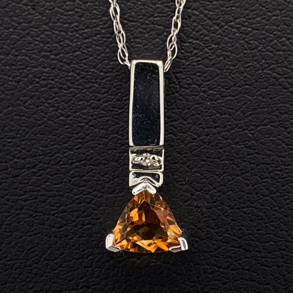 Triangle Cut Citrine And Diamond Pendant Geralds Jewelry Oak Harbor, WA