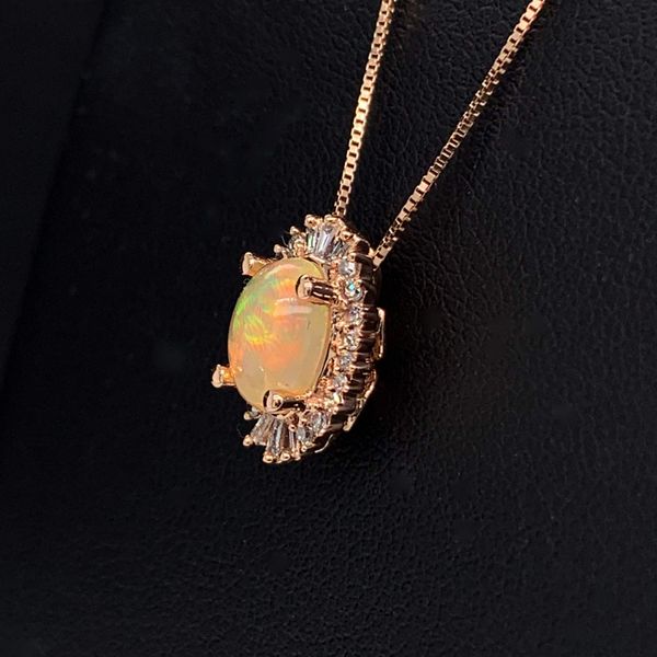 Eithiopian Opal And Diamond Pendant Image 2 Geralds Jewelry Oak Harbor, WA