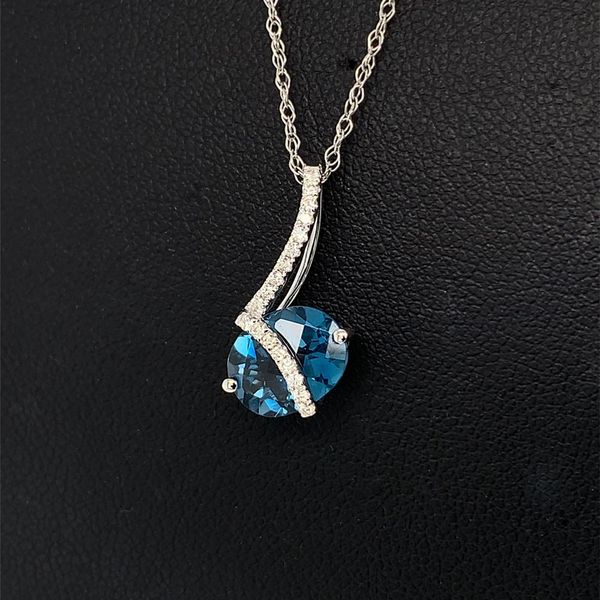 Oval London Blue Topaz And Diamond Pendant Image 2 Geralds Jewelry Oak Harbor, WA