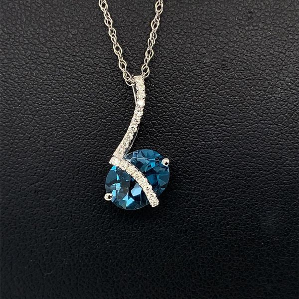Oval London Blue Topaz And Diamond Pendant Geralds Jewelry Oak Harbor, WA