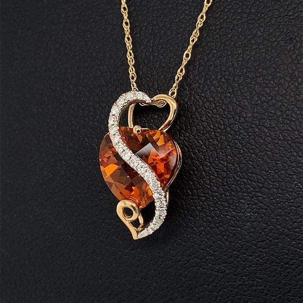 Heart Shape Citrine And Diamond Pendant Image 2 Geralds Jewelry Oak Harbor, WA
