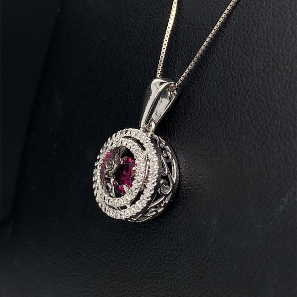 Rhodolite Garnet And Diamond Dancing Pendant Image 2 Geralds Jewelry Oak Harbor, WA