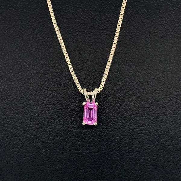 Natural Pink Sapphire Emerald Cut Pendant Geralds Jewelry Oak Harbor, WA