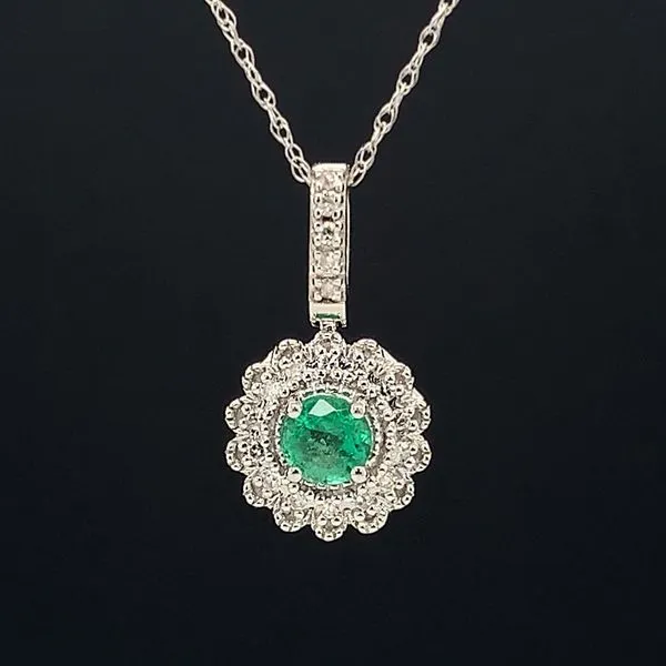Emerald And Diamond Flower Shaped Pendant Geralds Jewelry Oak Harbor, WA