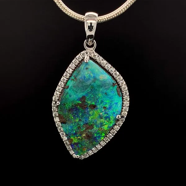 Australian Boulder Opal With Diamond Halo Geralds Jewelry Oak Harbor, WA