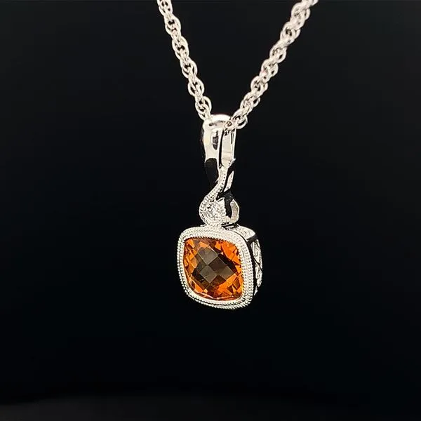 White Gold Citrine And Diamond Pendant Image 2 Geralds Jewelry Oak Harbor, WA