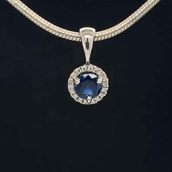 Natural Blue Sapphire And Diamond Halo Pendant Geralds Jewelry Oak Harbor, WA