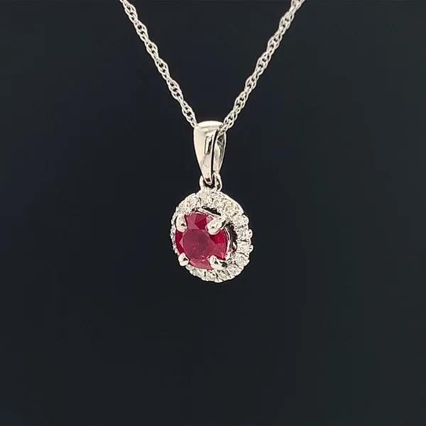 .51Ct Ruby And Diamond Halo Style Pendant Image 2 Geralds Jewelry Oak Harbor, WA