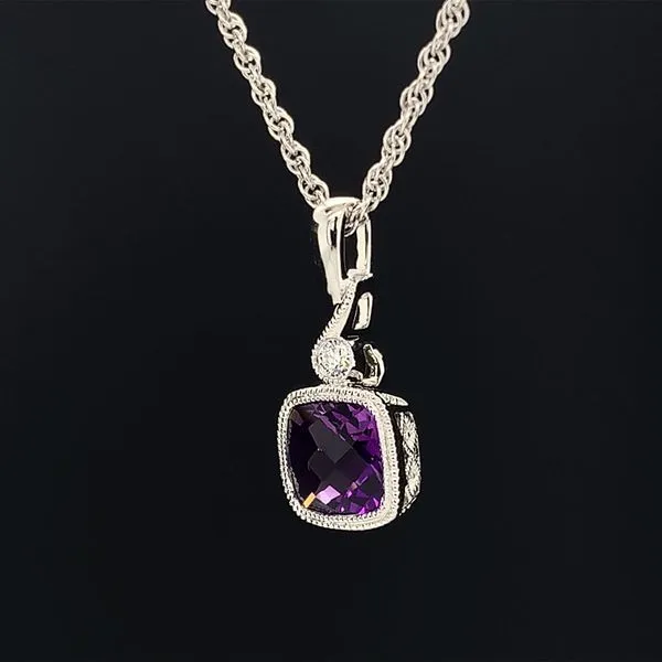 Cushion Cut Amethyst And Diamond Pendant Image 2 Geralds Jewelry Oak Harbor, WA