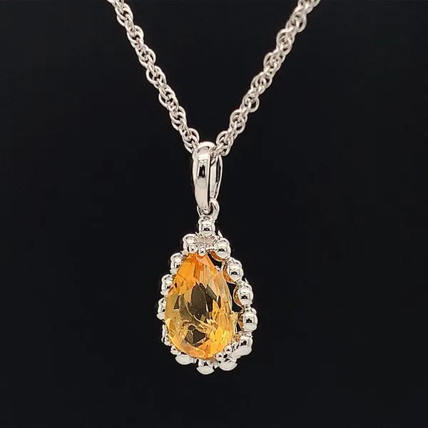 Pear Shaped Citrine and White Gold Pendant Image 2 Geralds Jewelry Oak Harbor, WA