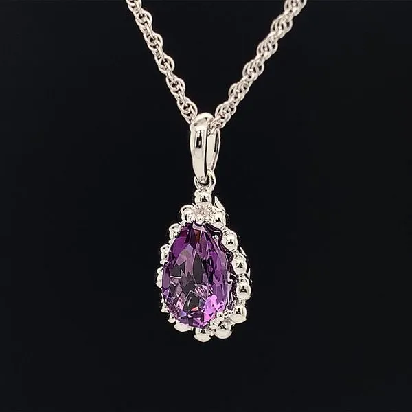 Pear Shaped Amethyst and White Gold Pendant Image 2 Geralds Jewelry Oak Harbor, WA