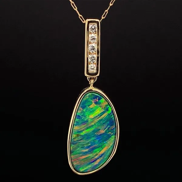 Australian Boulder Opal And Diamond Pendant Geralds Jewelry Oak Harbor, WA