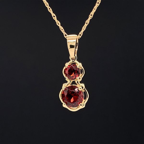 Garnet 2 Stone Pendant in Yellow Gold Image 2 Geralds Jewelry Oak Harbor, WA